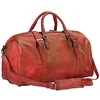 Image de Tony & Paul. Sac de voyage. SERAFINO, Cuir. Cuir marron-rouge - Uni - FABRIQUE EN ITALIE.