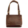 Image de Tony & Paul. Besace. MESSENGER, Cuir. Cuir marron clair - Uni - FABRIQUE EN ITALIE.