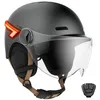 Image de CASR Glow Casque Vélo & Trottinette, LED - Adulte Homme & Femme - Gris, L | Visière XL & Cache-Oreilles Amovibles, LEDS et Clignotants arrières & Télécommande, Matériaux Résistants, Taille Ajustable