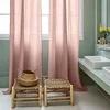 Image de Madura - Rideau Carlina Décoration pour Maison Salon Chambre - Tamisant Lin 100% lavé légèrement froissé Rose poudré et Bourdon Noir 150x350 cm