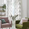 Image de MADURA - Rideau à Oeillets dorés FILICO Blanc cassé et Sauge en Lin tamisant (Motif Jungle) Décoration pour Maison Salon Chambre Canapé - 140x295 cm