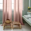 Image de Madura - Rideau Carlina Décoration pour Maison Salon Chambre - Tamisant Lin 100% lavé légèrement froissé Rose poudré et Bourdon Noir 350x280 cm