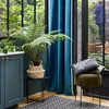 Image de MADURA - Rideau Vasco Décoration pour Maison Salon Chambre Canapé - Idée Cadeau Tamisant en Velours Fluide imprimé de Larges Rayures Bleu 140x350 cm