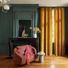 Image de MADURA - Rideau Matia Décoration pour Maison Salon Chambre Canapé - Idée Cadeau Tamisant en Velours Mat au Tissage Dense Jaune 135x350 cm