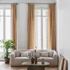 Image de Madura - Rideau Carlina Décoration pour Maison Salon Chambre - Tamisant 100% Lin lavé légèrement froissé Sable et Bourdon Noir 150x280 cm