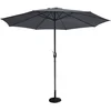 Image de Parasol Droit Rond FIGARI Ø270 cm Aluminium Toile Grise 180 g/m² Auvent