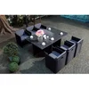 Image de CONCEPT USINE | Salon de Jardin Encastrable Résine Tressée 6 Personnes | Miami | Résine Noir Coussins Gris | Table Plateau de Verre Amovible + 6 Fauteuils | Coussins Déhoussables | Résiste à l'eau