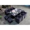 Image de CONCEPT USINE | Salon de Jardin Encastrable Résine Tressée 10 Personnes | Miami Noir Coussins Noir | Table Plateau de Verre Amovible + 6 Fauteuils + 4 poufs | Coussins Déhoussables | Résiste à l'eau