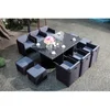 Image de CONCEPT USINE | Salon de Jardin Encastrable Résine Tressée 10 Personnes | Miami Noir Coussins Gris | Table Plateau de Verre Amovible + 6 Fauteuils + 4 poufs | Coussins Déhoussables | Résiste à l'eau