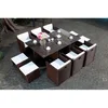 Image de Salon de Jardin Encastrable MIAMI Marron Coussins Blancs 10 Pers