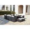 Image de Salon de Jardin Encastrable MIAMI Noir Coussins Blancs 12 Pers