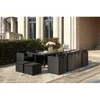 Image de CONCEPT USINE | Salon de Jardin Encastrable Résine Tressée 12 Personnes | Miami Noir Coussins Noir | Table Plateau de Verre Amovible + 8 Fauteuils + 4 poufs | Coussins Déhoussables | Résiste à l'eau