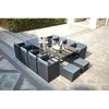 Image de CONCEPT USINE Salon de Jardin Encastrable Miami Noir Coussins Gris 12 Pers