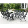 Image de CONCEPT USINE- Salon de Jardin en Aluminium - Ensemble Mobilier d'Extérieur : Table Extensible Mécanisme Papillon + 10 Chaises Pliables et Inclinables - Gris - Design Ravenne - Robuste Résiste à l'Eau