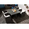 Image de CONCEPT USINE | Salon de Jardin Encastrable Résine Tressée 4 Personnes | Miami | Résine Grise Coussins Blanc | Table Plateau de Verre Amovible + 4 Fauteuils | Coussins Déhoussables | Résiste à l'eau