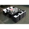 Image de CONCEPT USINE Salon de Jardin Encastrable Miami Noir Coussins Blancs 6 Pers
