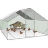 Image de IDMarket - Enclos poulailler 12 m² Parc grillagé 4x3 M Acier galvanisé - Avec filet de toit