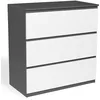 Image de IDMarket - Commode 3 tiroirs TOMI 78 cm Bois Gris et Blanc
