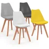 Image de IDMarket Lot de 4 chaises scandinaves SARA Mix Color Gris foncé, Gris Clair, Blanc et Jaune
