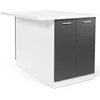 Image de IDMarket - Ilot Central IVO 120 cm Blanc et Gris avec Plan de Travail