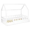 Image de IDMarket - Lit cabane Enfant 80 x 160 CM NEREE Blanc avec sommier et barrières