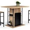 Image de IDMarket - Ilot central UGO 110 cm bois noir et imitation hêtre avec rangements design industriel