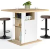 Image de IDMarket - Ilot central UGO 110 cm bois blanc et imitation hêtre avec rangements