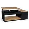 Image de IDMarket - Table Basse Plateau relevable rectangulaire ELEA avec Coffre Bois Noir et façon hêtre