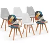 Image de IDMarket - Lot de 6 chaises scandinaves SARA Blanc x2, Gris Clair x2 et patchworks Multi-Couleurs