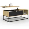 Image de IDMarket - Table Basse Plateau relevable Boston avec rangements Design Industriel