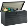 Image de IDMarket - Coffre de rangement métal verrouillable gris anthracite pour jardin 350L 120x62,5x63 cm