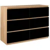Image de IDMarket - Commode 6 tiroirs TOMI 110 cm Bois façon hêtre et Noir