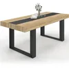 Image de IDMarket - Table à Manger Rectangle Phoenix 8 Personnes Bois et Noir Bande Centrale Noire 200 cm
