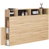 Image de IDMarket - Tête de lit sur Pied Cleo 165 cm avec rangements fermés et niches façon hêtre et Noir