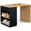 Image de IDMarket - Ilot central mange-debout 4 personnes VITO 130 cm noir et plateau bois