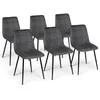 Image de IDMarket - Lot de 6 chaises Mila en Velours Gris foncé pour Salle à Manger