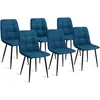 Image de IDMarket - Lot de 6 chaises Mila en Velours Bleu pour Salle à Manger