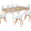 Image de IDMarket - Table à Manger Extensible Rectangle Austria 6-10 Personnes Bois Pied épingle Blanc 160-200 cm
