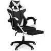 Image de IDMarket - Fauteuil de Gaming Alex réglable avec Repose-Pied, Coussin de tête et Coussin Lombaire Noir et Blanc