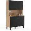 Image de IDMarket - Buffet de cuisine 120 CM CINA 6 portes + tiroir façon hêtre et noir