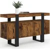 Image de IDMarket - Buffet 140 cm Phoenix 4 Portes Bois Effet Vieilli et Noir