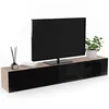 Image de IDMarket - Meuble TV 180 cm Suspendu Elio 2 Portes Bois et Noir