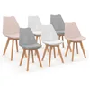 Image de IDMarket - Lot de 6 chaises scandinaves SARA Mix Color Pastel Rose x2, Gris Clair x2 et Blanc x2