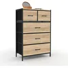 Image de IDMarket - Chiffonnier 5 tiroirs en Tissu Utah 60 cm Commode semainier Design Industriel