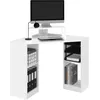 Image de IDMarket - Bureau d'angle Harry Blanc Gain de Place Bureau Informatique avec rangements