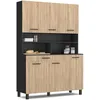 Image de IDMarket - Buffet de Cuisine 120 cm CINA Noir et façon hêtre