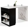 Image de IDMarket - Ilot Central Mange Debout 4 Personnes VITO 130 cm Noir et marbre