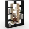 Image de IDMarket - Etagère bibliothèque Colette avec 11 Compartiments Noir et Effet Bois H.143 cm
