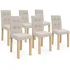 Image de IDMarket - Lot de 6 chaises POLGA capitonnées Beiges pour Salle à Manger