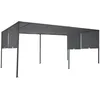 Image de IDMarket - Pergola coulissante 2 pans 3x6 M belvédère de Jardin Toile Gris Anthracite